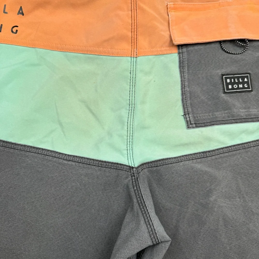 Billabong Mens Tribong Pro Recycler Board Shorts Orange Green Grey M120TBTB 31